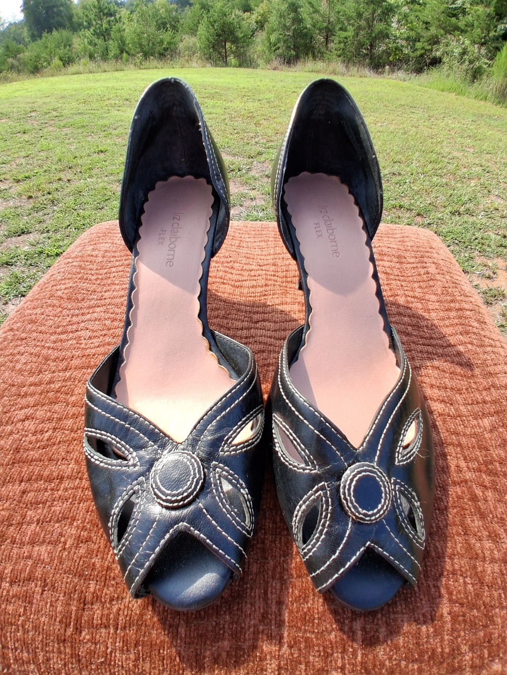 Liz Claiborne Flex Black Peep-Toe D'Orsay Heels Size 8 1/2M